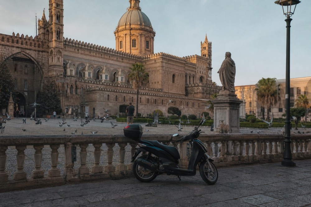 Palermo Cathedral exterior with its towers in warm afternoon light